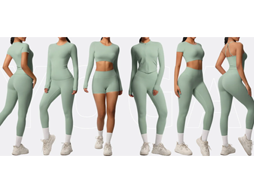 MOVEVOX specialized four-needle six-thread flatlock stitching on athletic leggings