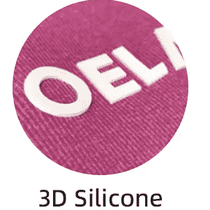 Matte 3D silicone brand logo applied on activewear shorts waistband