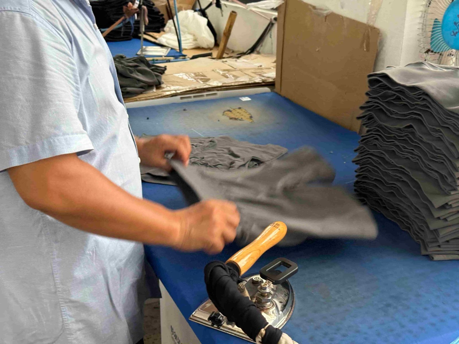 Finished activewear garment quality inspection before release