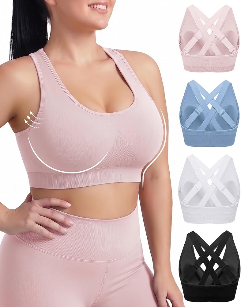 Multi-impact performance sports bra with racerback strap construction