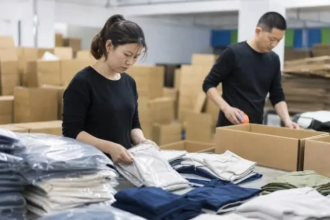 Authentic MOVEVOX finished garment packing and dispatch area