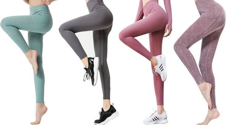 Custom yoga leggings showing waistband and athletic fit details