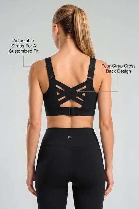 Custom sports bra showing strap back and support construction details