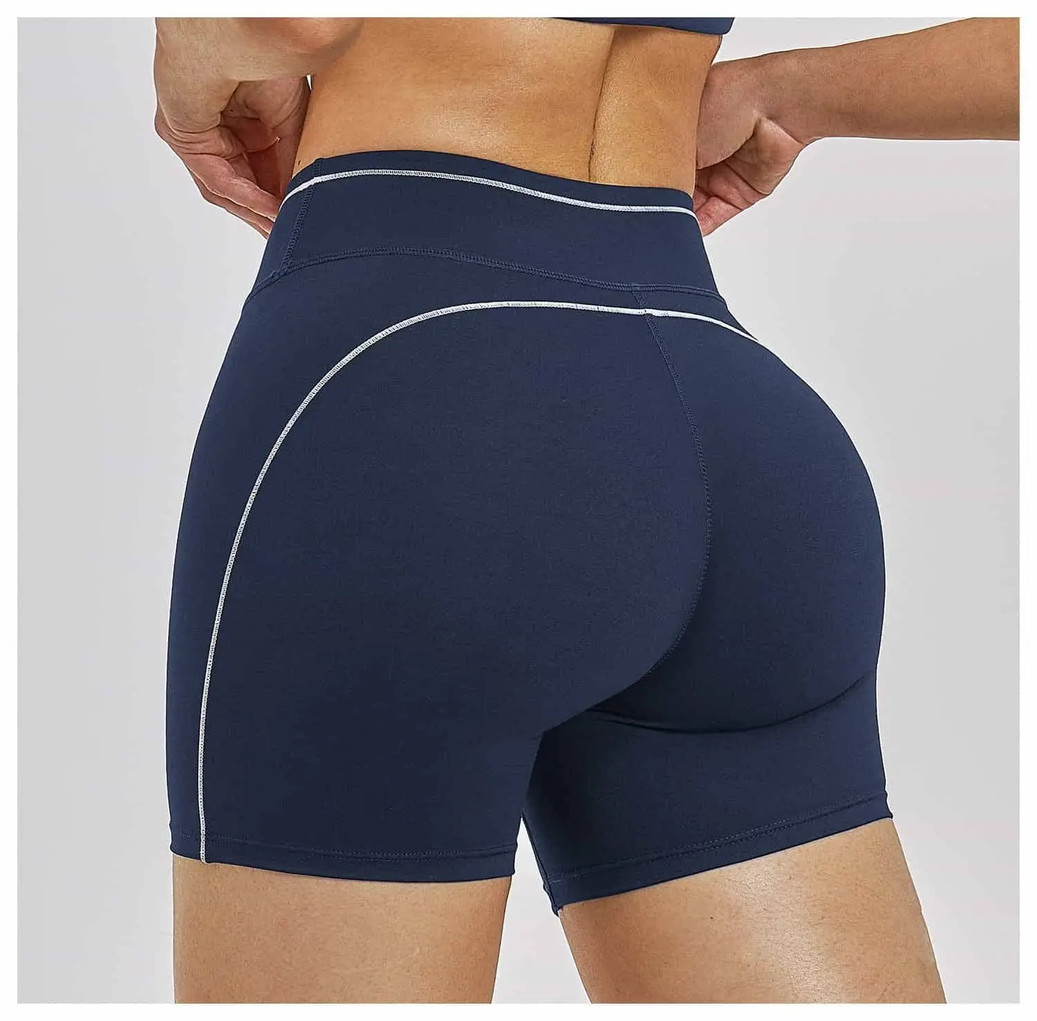 Seamless ribbed compression training shorts in charcoal grey