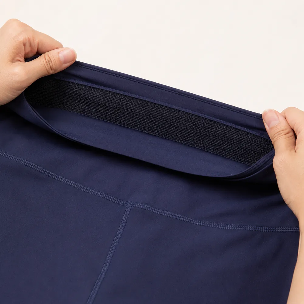 Double-layer yoga leggings waistband construction with interior stabilization support