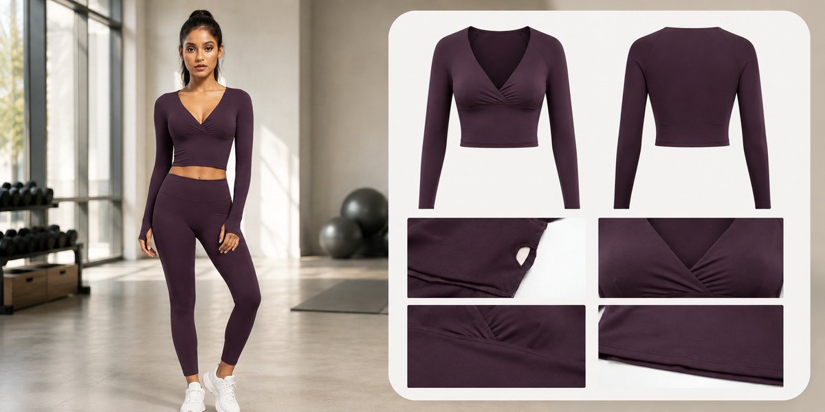 MOVEVOX cut-and-sew activewear tops showing neckline armhole and panel construction