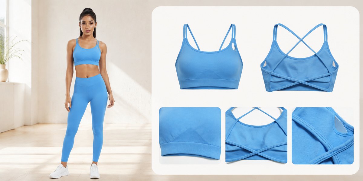 MOVEVOX seamless sports bra showing engineered knit structure