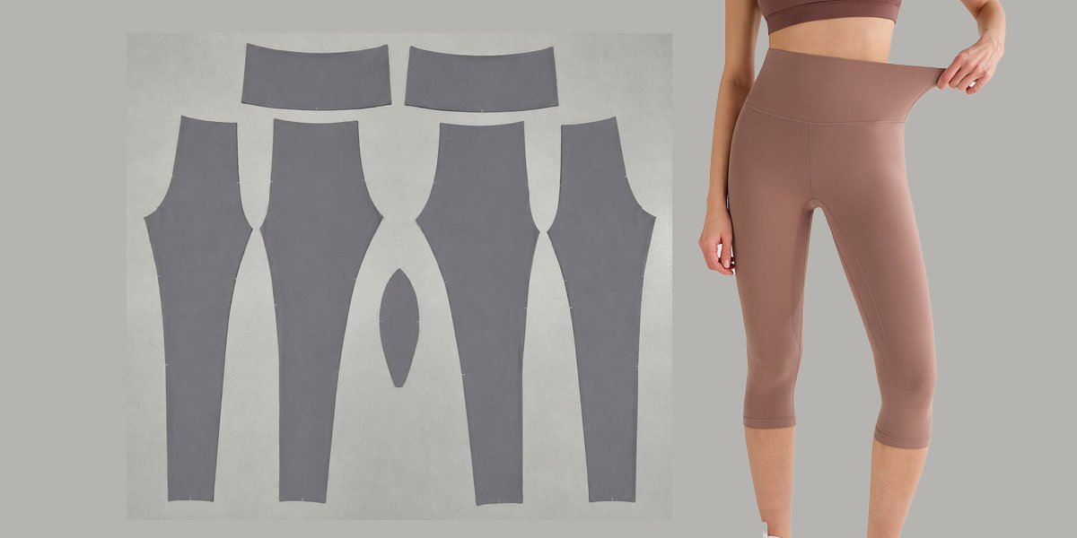 Conventional center-front seam leggings construction sample