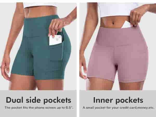 Interior waistband envelope pocket for key and card storage