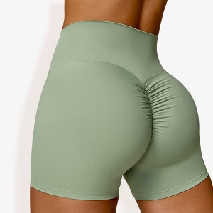 Clean finished double-needle coverstitch on shorts leg opening hem