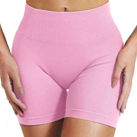 High-waist seamless yoga shorts with compressive ribbed waistband