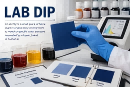 Lab dip color testing tubes showing A B C shade options for activewear fabric