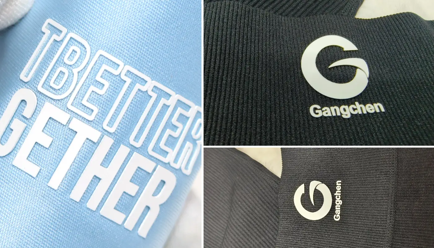Molded silicone activewear branding component and garment application