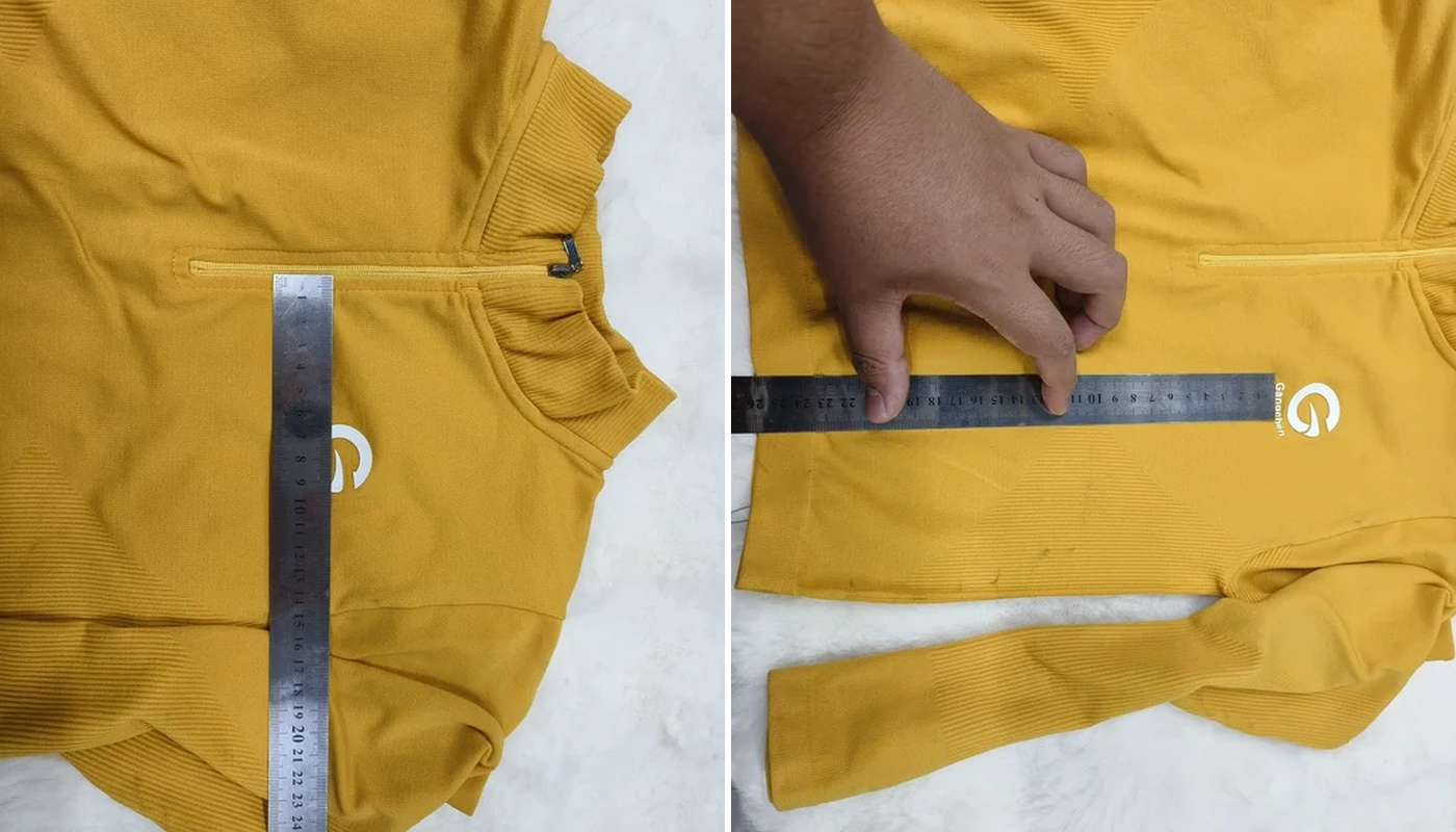 Activewear logo size placement and garment coordinate measurement
