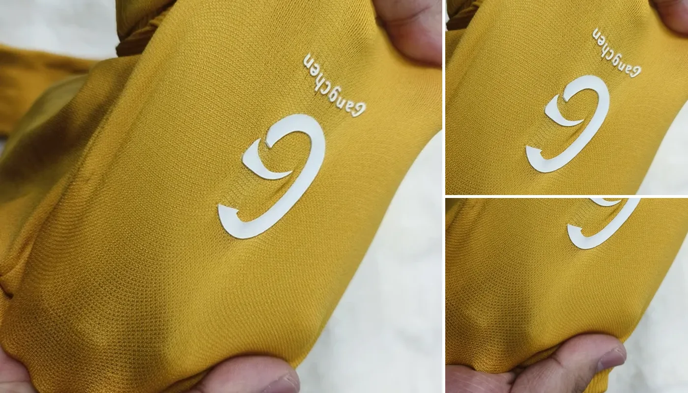 Activewear logo during stretch durability review