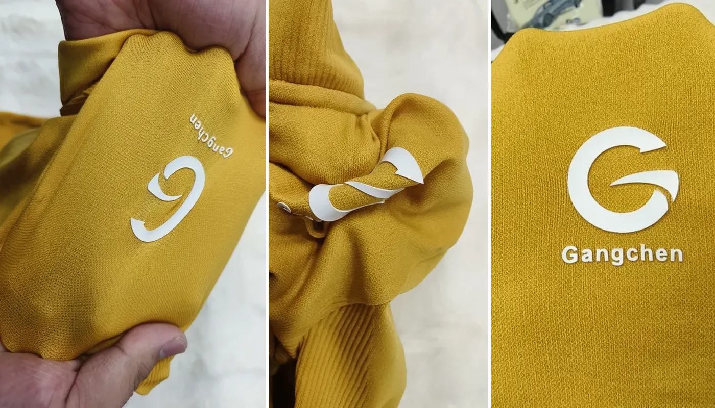 Activewear logo post-test appearance after project-specific durability review