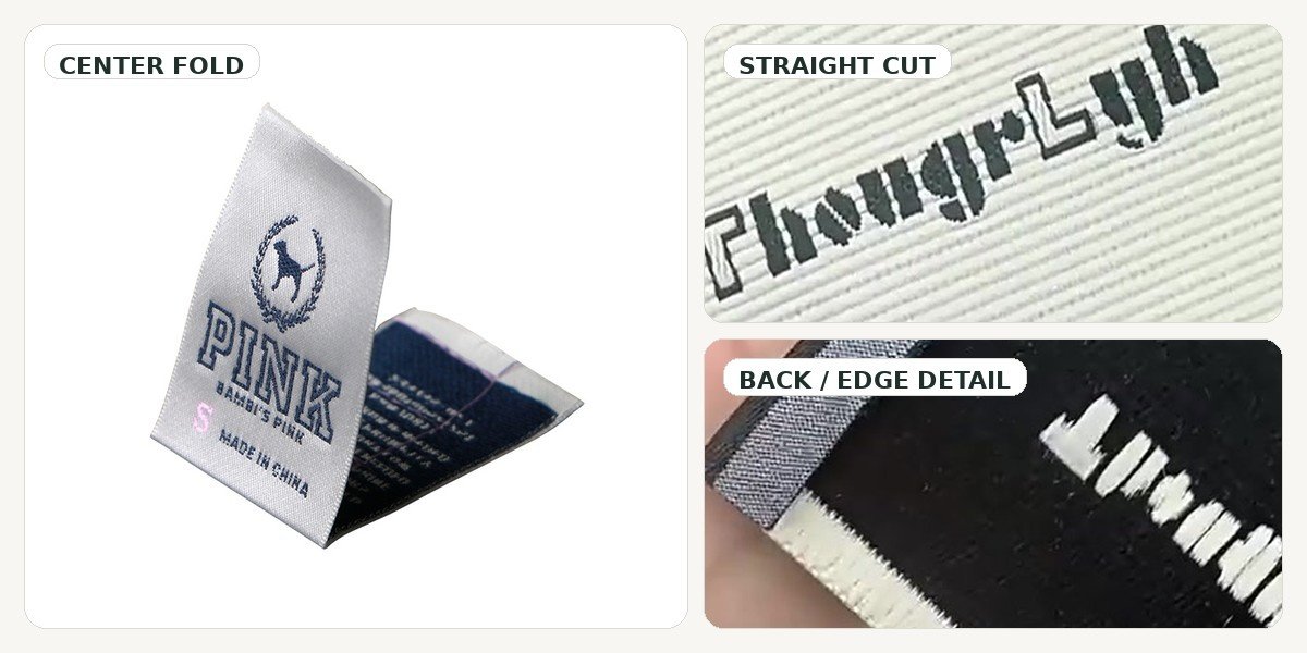 Custom woven label applied to activewear garment