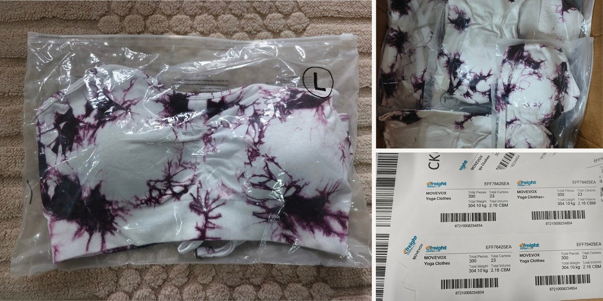 First complete private label activewear pack approval with garment labels hangtag barcode and packaging