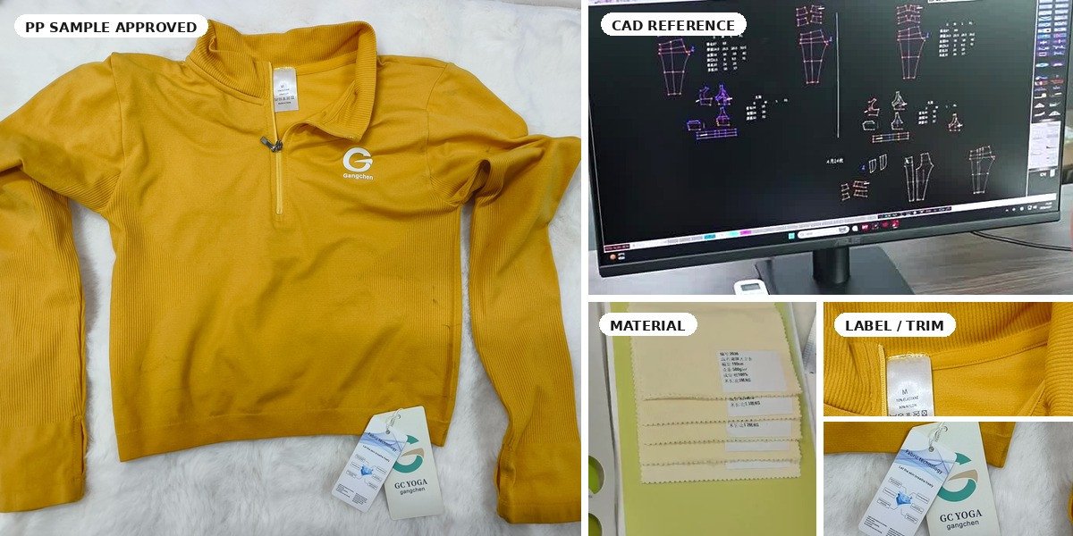 Approved activewear PP sample with final specification version identification