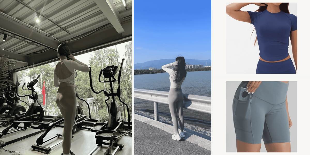 Training top and workout shorts used for activewear product evaluation
