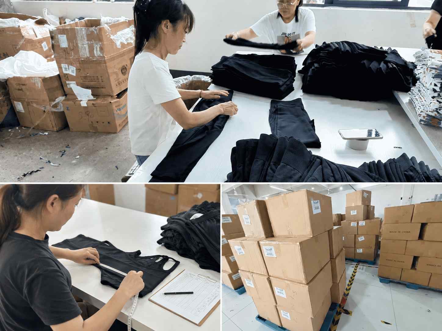 Finished activewear garment inspection and measurement review