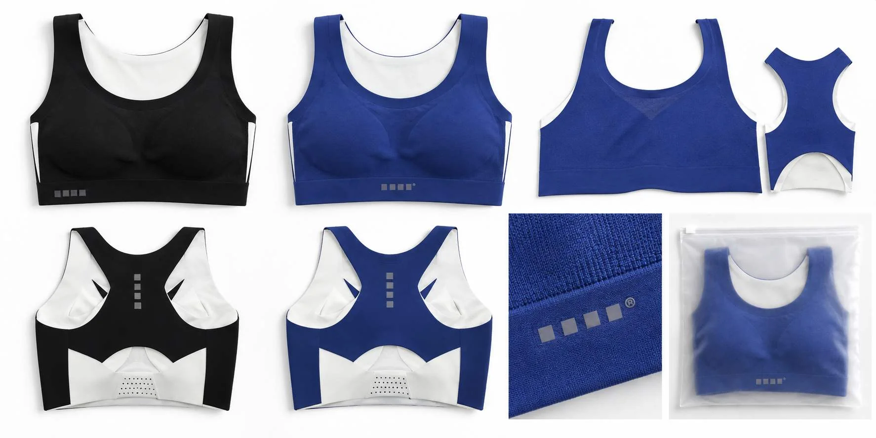 Anonymized customized logo labels and packaging from a European activewear project