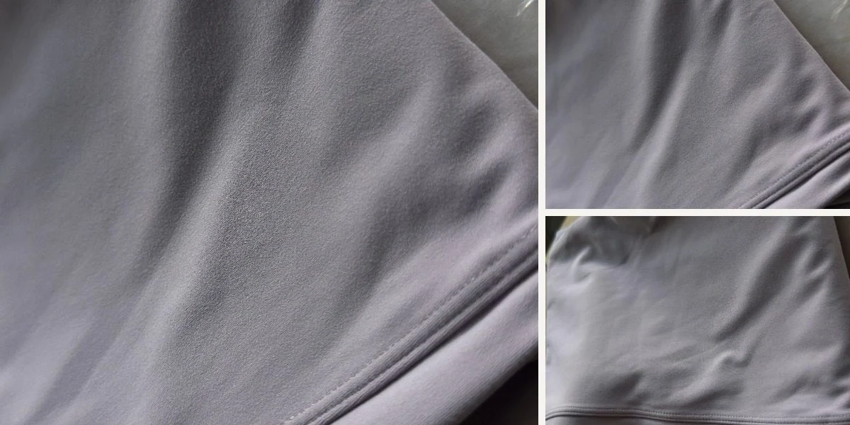 Physical brushed activewear fabric swatch used for seasonal garment development