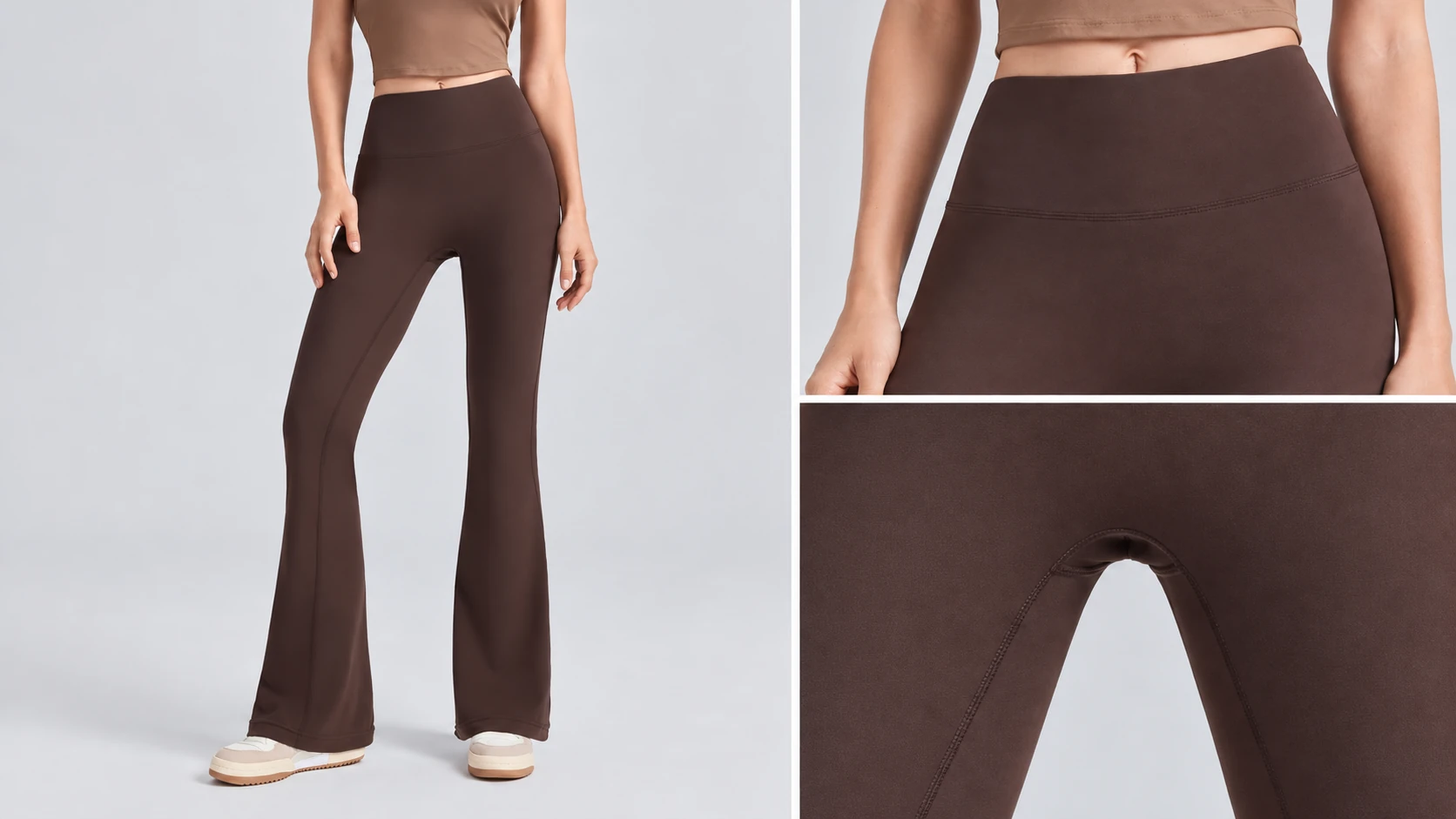Flare Pilates leggings showing the knee-to-hem silhouette and leg opening