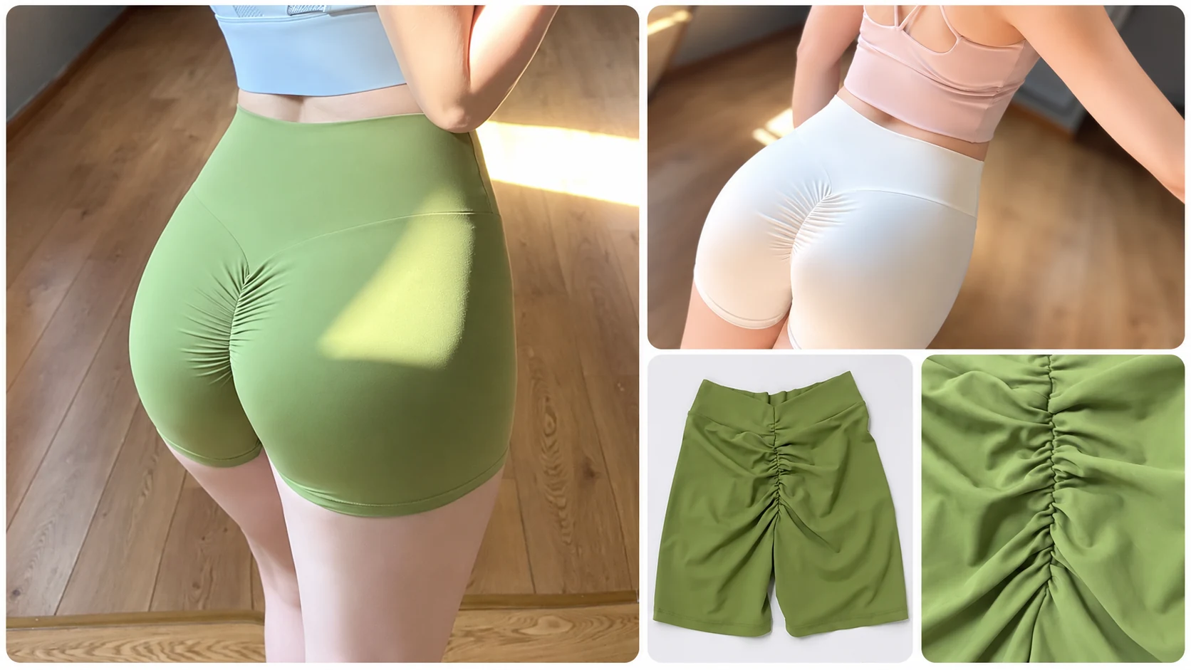 Biker shorts waist to hip fit evaluation reference