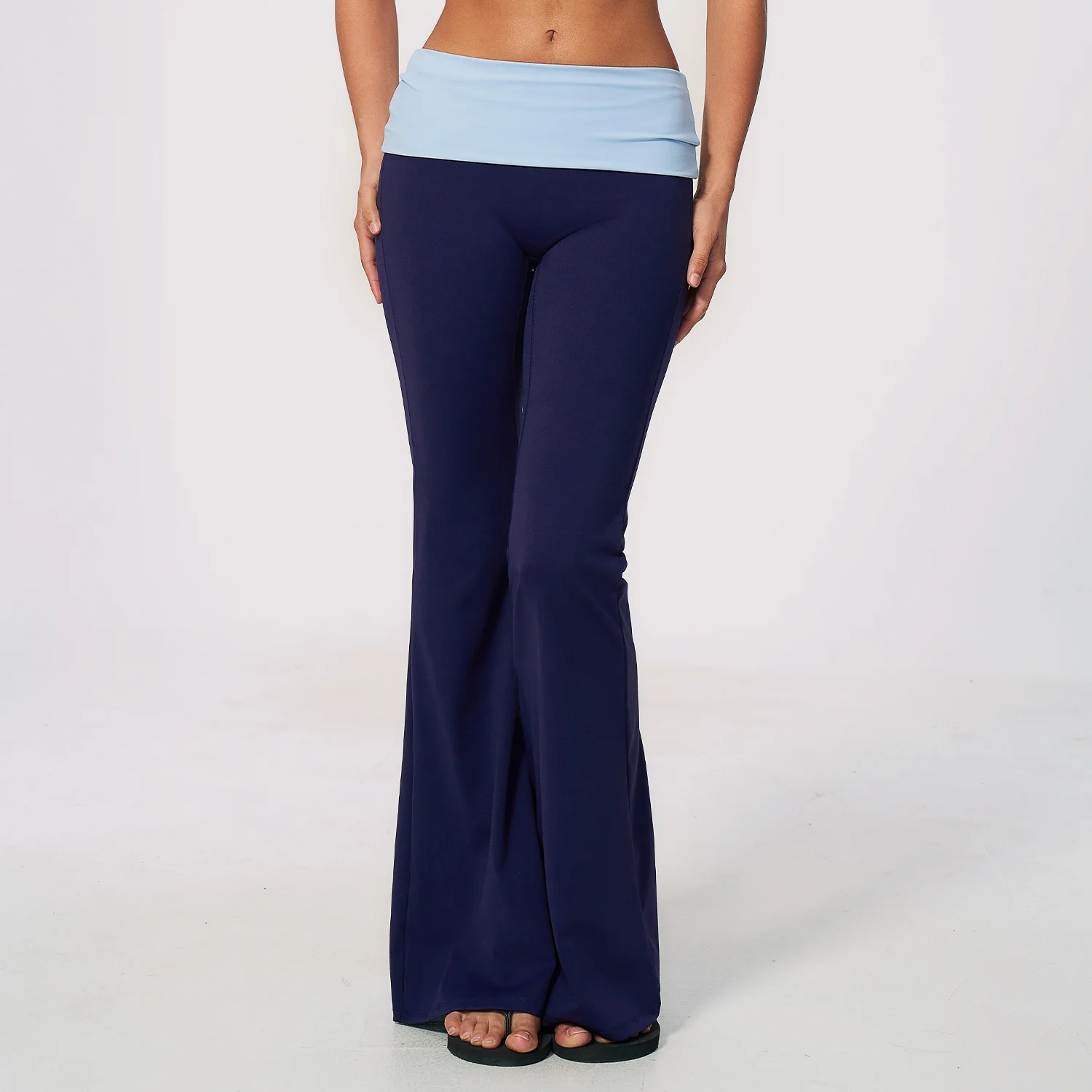 Longer inseam flare leggings silhouette
