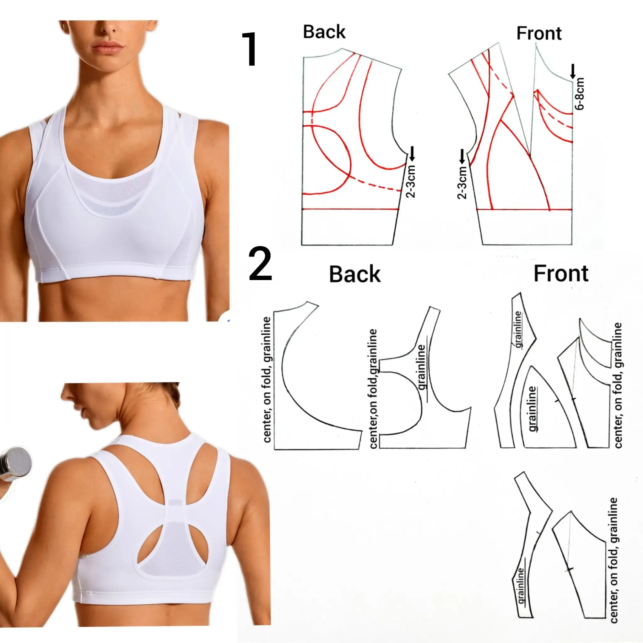 Sewing operation producing neckline, shoulder and hem construction on stretch-knit activewear