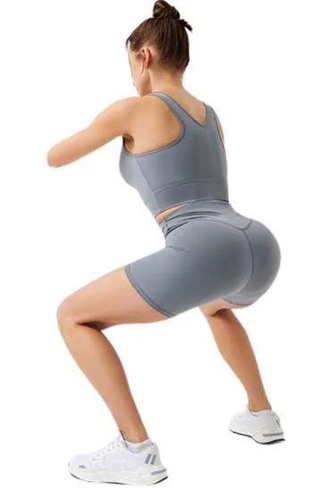 Compression training shorts sample showing waistband thigh opening and full garment coverage