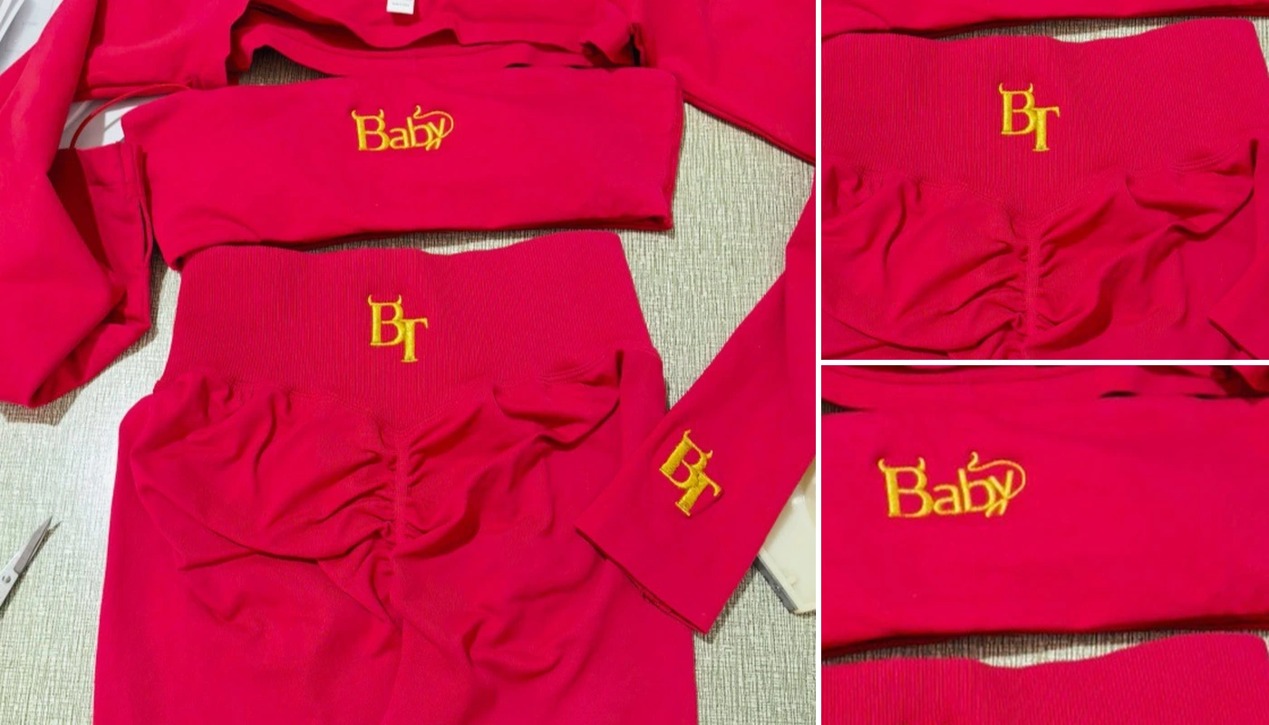Embroidery logo detail on activewear