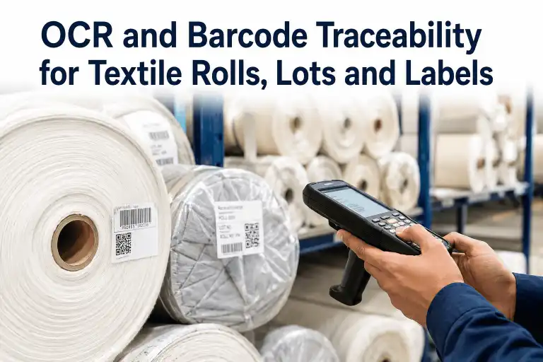 Anonymized MOVEVOX fabric or yarn batch record used as material traceability evidence