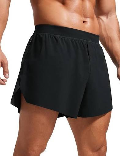 Men's lightweight four-way stretch woven gym workout shorts with side splits