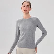 Regular-length yoga long sleeve top showing balanced sleeve and lower-hem proportions