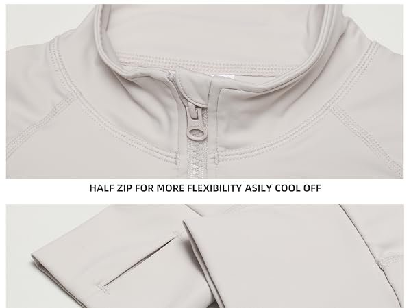 Real half zip zipper top stop stand collar and chin guard contact detail