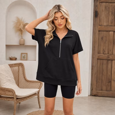 Real cropped half zip studio training garment