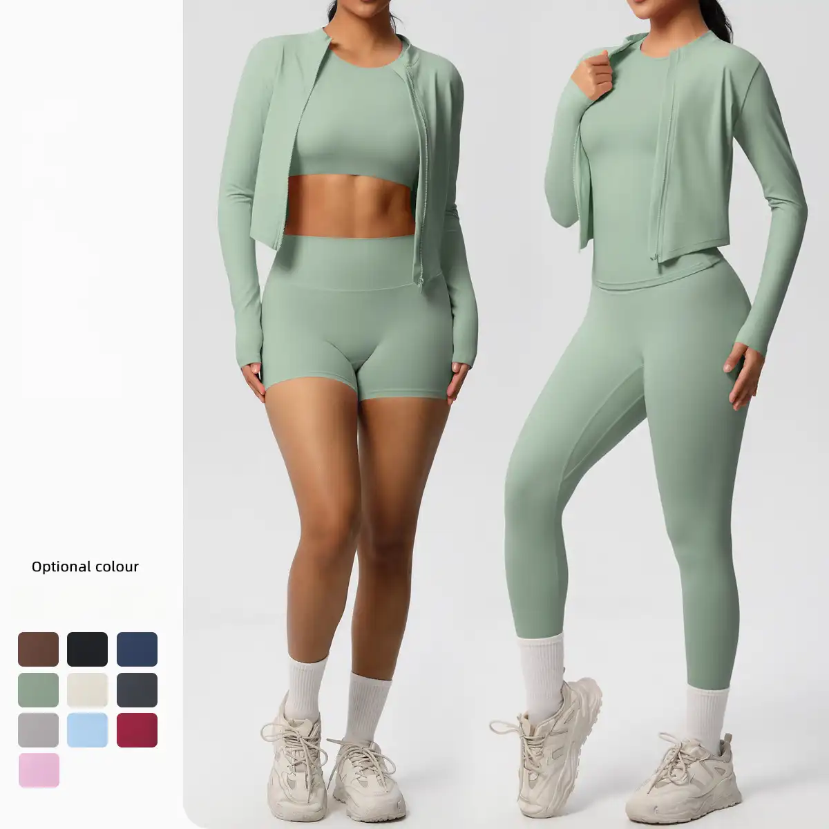 Authentic coordinated seamless yoga sports bra and leggings set