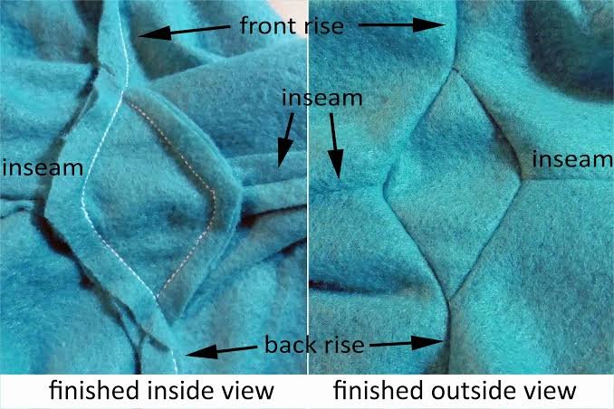 Actual workmanship macro photograph: Crotch Seam Junction